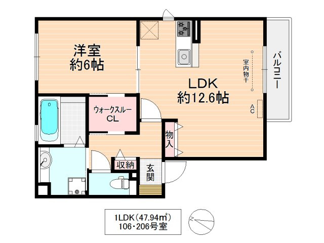 東大阪市稲田上町１丁目のアパートの間取り