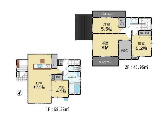 福岡市南区屋形原3丁目第5-1棟（1号棟）の区画図|配置図
