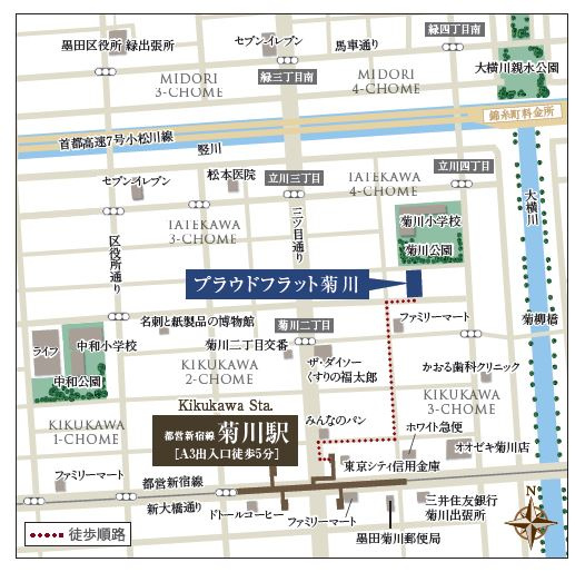 プラウドフラット菊川の地図