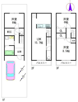 【その他】 | 建物参考プラン：間取り3LDK、木造3階建、建物面積延89.10平米（1F27.54平米、2F30.78平米、3F30.78平米）
