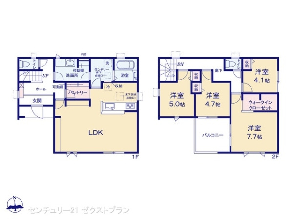 伊勢崎第3茂呂町 2号棟の間取り|図面と異なる場合は現況を優先