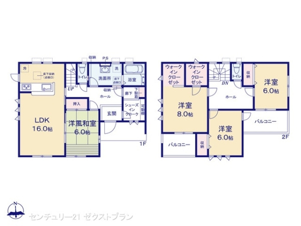 第2前橋総社町植野 2号棟の間取り|図面と異なる場合は現況を優先