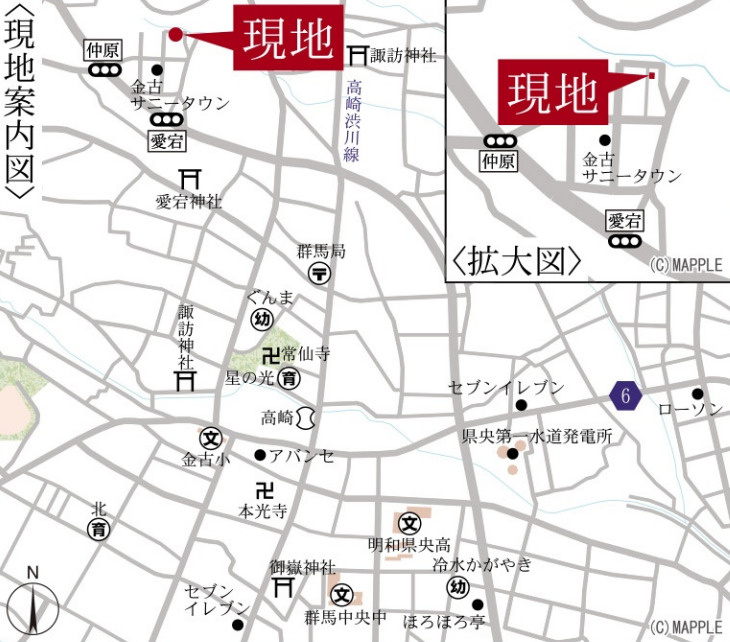 【新築】高崎市金古町第１１　限定１棟　リーブルガーデン　新築建売の地図