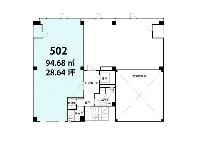 【間取り】 | NLC新大阪ビジネスゾーンIII番館 | 28.64坪のゆったりとした空間です。