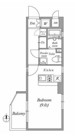 大阪市中央区日本橋１丁目の賃貸マンションの間取り