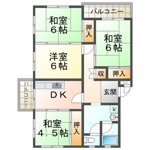 伊川谷住宅1号棟の間取り