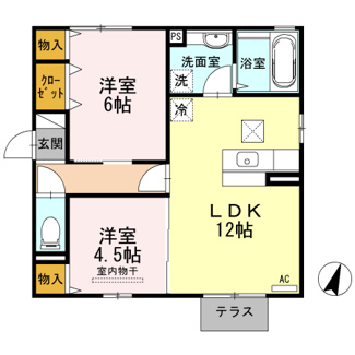 【間取り】 | ボヌール千田 A棟 | 2LDK