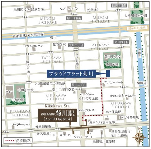 プラウドフラット菊川の地図