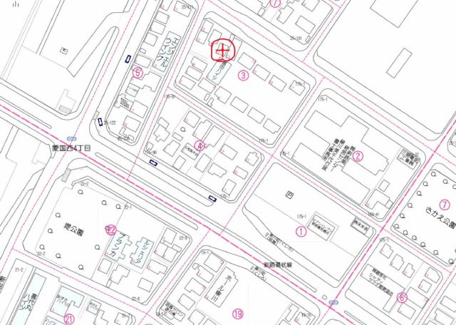 愛国西４丁目　売土地の地図|雄鉄線通りに近いです。車もバスも利便性が良いです。
