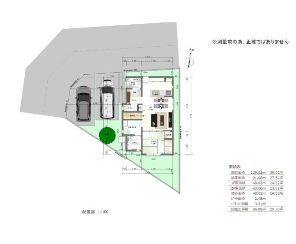 岡山市北区万成西町①号地の土地図|◆駐車スペース2台分確保をイメージしたプラン配置図です。