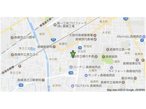 高槻市城西町のアパートの地図