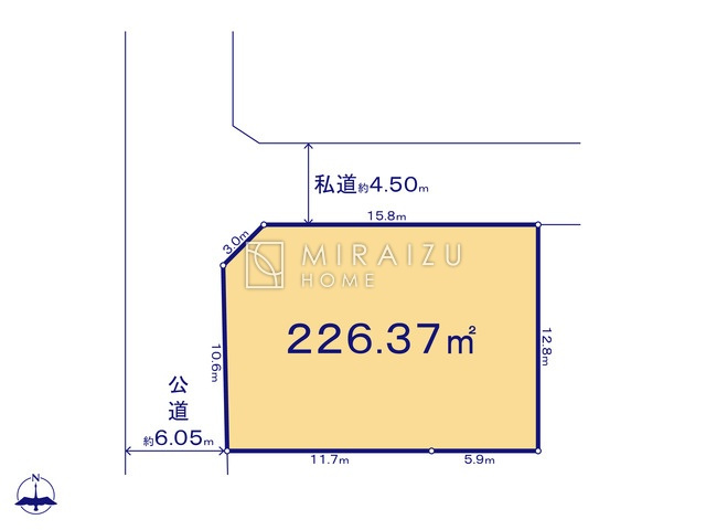 【土地図】 | 開放感のある、閑静な住宅街に位置しています。陽の光をたっぷりと浴びながら気持ち良く生活が出来ます。夢のマイホーム、夢ではなく実現出来ます！見学・ご相談等、お気軽にご連絡下さい。