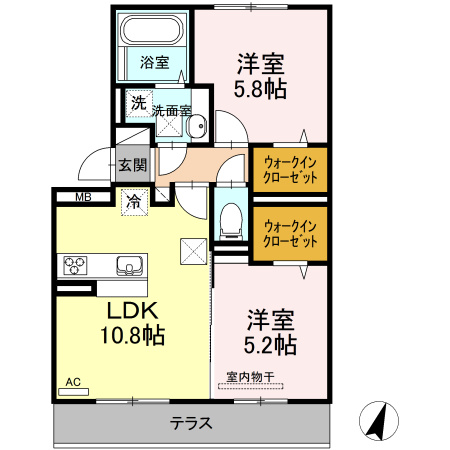 合志市須屋のアパートの間取り