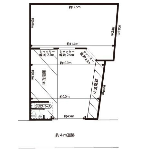 府中市西府町５丁目の倉庫の間取り|倉庫部分約75㎡