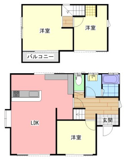 【間取り】 | 宇部市東梶返１丁目中古住宅／３LDK・２階建 | 家族の動線が込み合わないように、普段の動きがよりスムーズに出来るよう考慮しています。