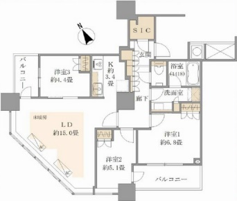 ザ・パークハウス西新宿タワー60の間取り