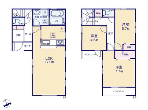 【Livele Garden.S】東久留米市前沢５丁目第３の間取り|〇本物件【１号棟】の間取・平面図です〇　敷地面積:　81.33㎡　建物面積:　84.64㎡　