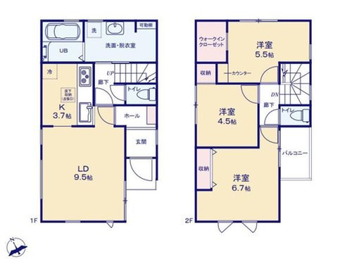 【Livele Garden.S】東久留米市前沢５丁目第３の間取り|〇本物件【３号棟】の間取・平面図です〇　敷地面積:　96.80㎡　建物面積:　75.52㎡　