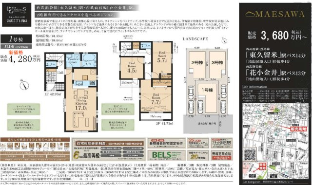 【Livele Garden.S】東久留米市前沢５丁目第３のその他|〇本物件の売主が作成した販売用図面です〇