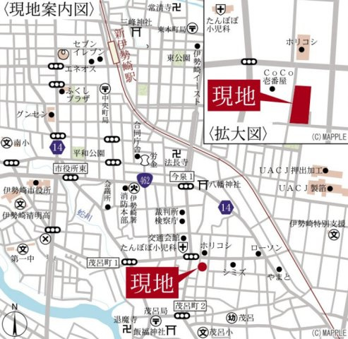 【新築】伊勢崎市茂呂町第３　５号棟(全５棟)　リーブルガーデン　新築建売分譲の地図