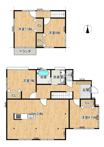 いわき市常磐下船尾居作　4LDK中古住宅　陽当たり良好！　不動産プラスの間取り|リフォーム後間取り図。間取りは5DKから4LDKに変更予定です。3～5人家族におすすめの間取りとなっております。お部屋の使い方は人それぞれです。是非いろんな使い方を考えてみてください。