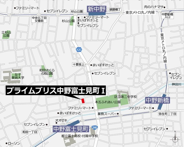 プライムブリス中野富士見町Ⅰの地図