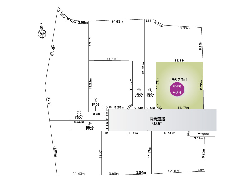 北本市本町４丁目　８区画　5号地　区割り図