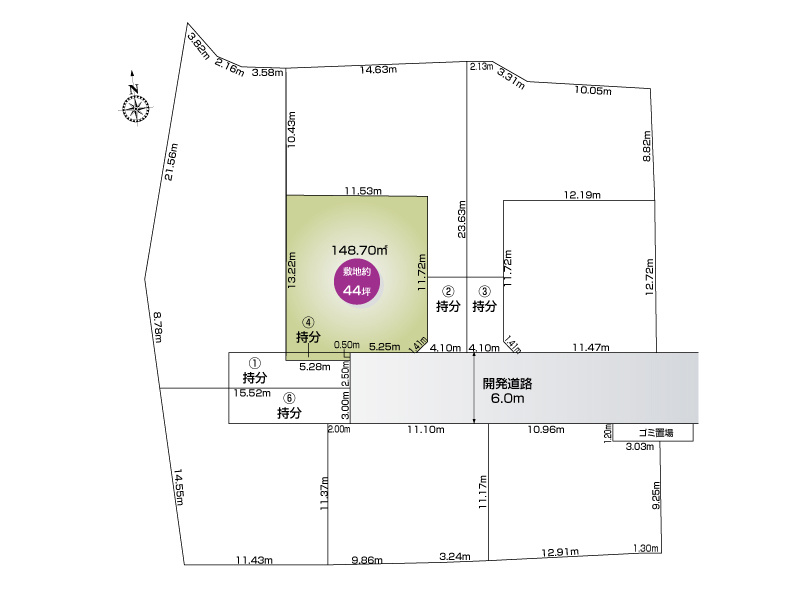 北本市本町４丁目　８区画　4号地　区割り図
