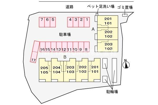 サニーフラット黒岡 Ａ棟の区画図