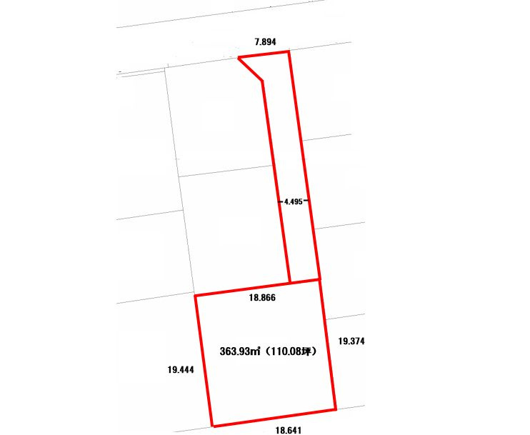 【売地】郡山市大槻町字北ノ林　　　　大成小学校・郡山第７中学校の区画図|敷地：363.93㎡（110.08坪）