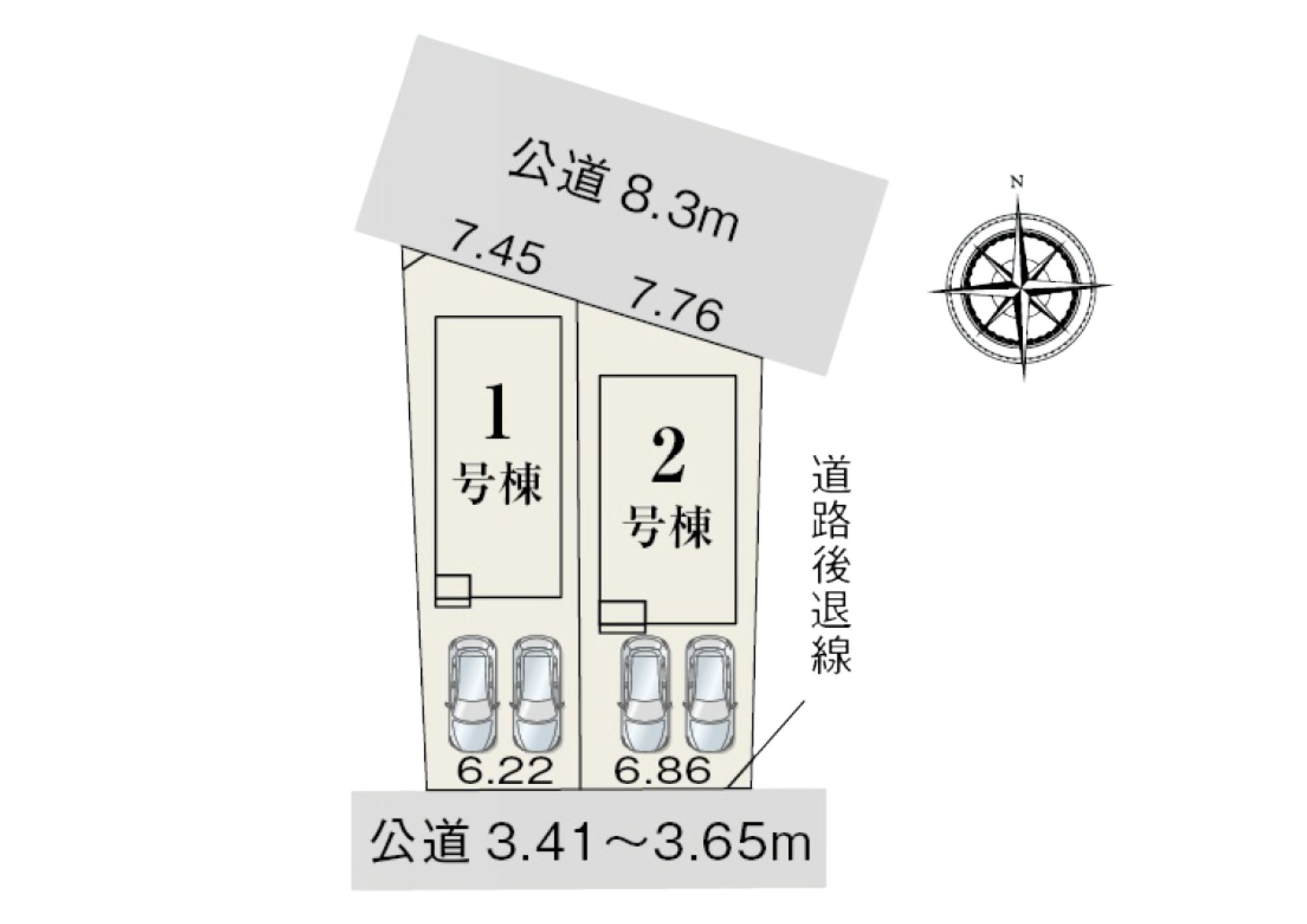 新築戸建て　清水町徳倉３期　全２棟　2号棟の区画図