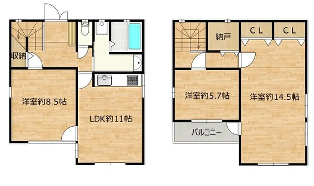 令和7年9月リフォーム完成予定　北朝霧丘2丁目　良質中古戸建の間取り