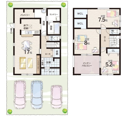 ●奈良市東九条町　第21期　新築戸建ての間取り|2号地