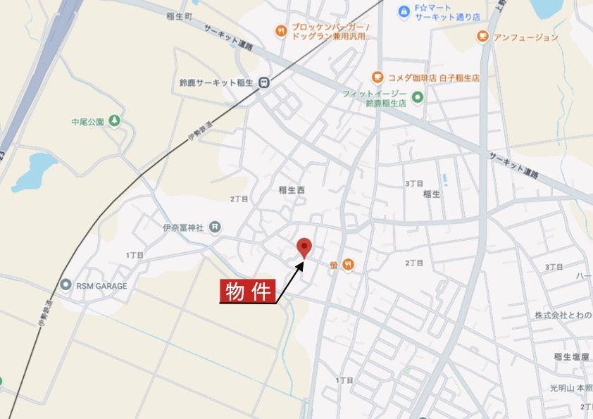 鈴鹿市稲生西2丁目《全2区画》の地図|広域Map