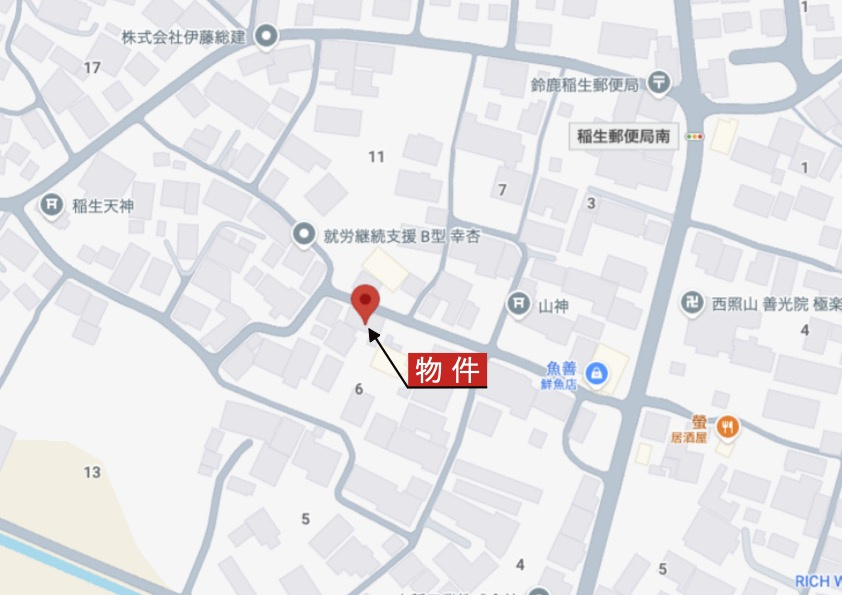 鈴鹿市稲生西2丁目《全2区画》の地図|詳細Map