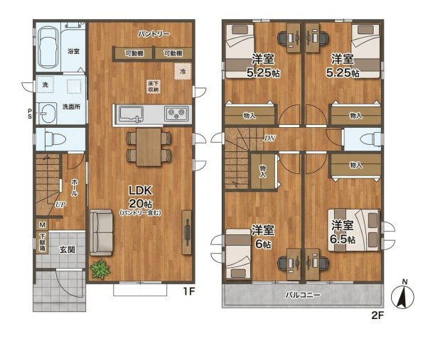 【間取り】 | 立川市砂川町6丁目　新築戸建　全2棟　
