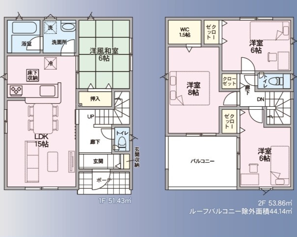 【新築戸建て】秋田市土崎港北第10　2号棟の間取り