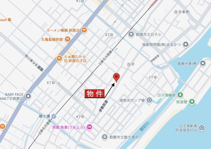 鈴鹿市白子2丁目《1号棟》の地図|広域Map