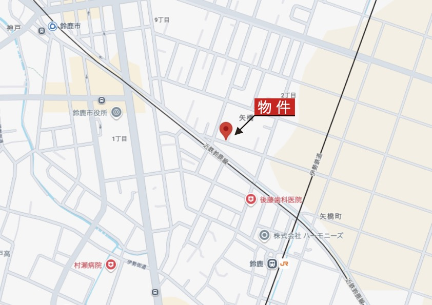 鈴鹿市矢橋2丁目《2号棟》の地図|広域Map