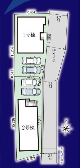 ★★南城市玉城親慶原-2号棟（全2棟）の区画図|駐車スペース