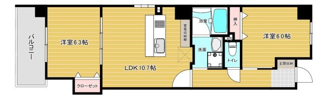 ピアッツァレント今井町の間取り|2LDK