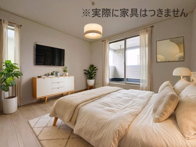 新築戸建・新築建売　桑折町東大隅第2　醸芳小・醸芳中の洋室|画像はバーチャルホームステージングの加工による演出で、実際の家具は付きません。