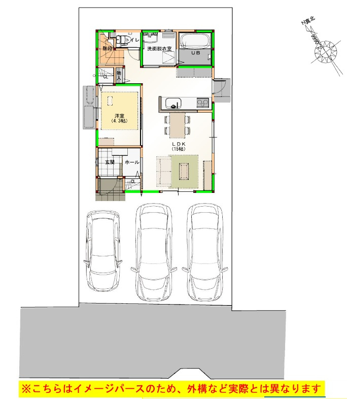 【特別価格　８月末まで】高知市百石町3丁目　新築戸建　⑪の区画図|南側　公道　3.5ｍ　接面　7.8ｍ