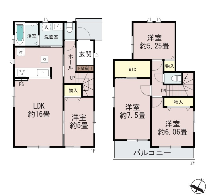 ひたちなか市相金町33番　B号棟　新築戸建の間取り