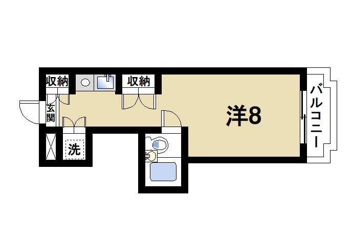 クレアーレ学園前の間取り|1Rの間取りになります