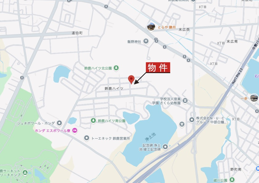 鈴鹿市鈴鹿ハイツ《2号棟》の地図|広域Map