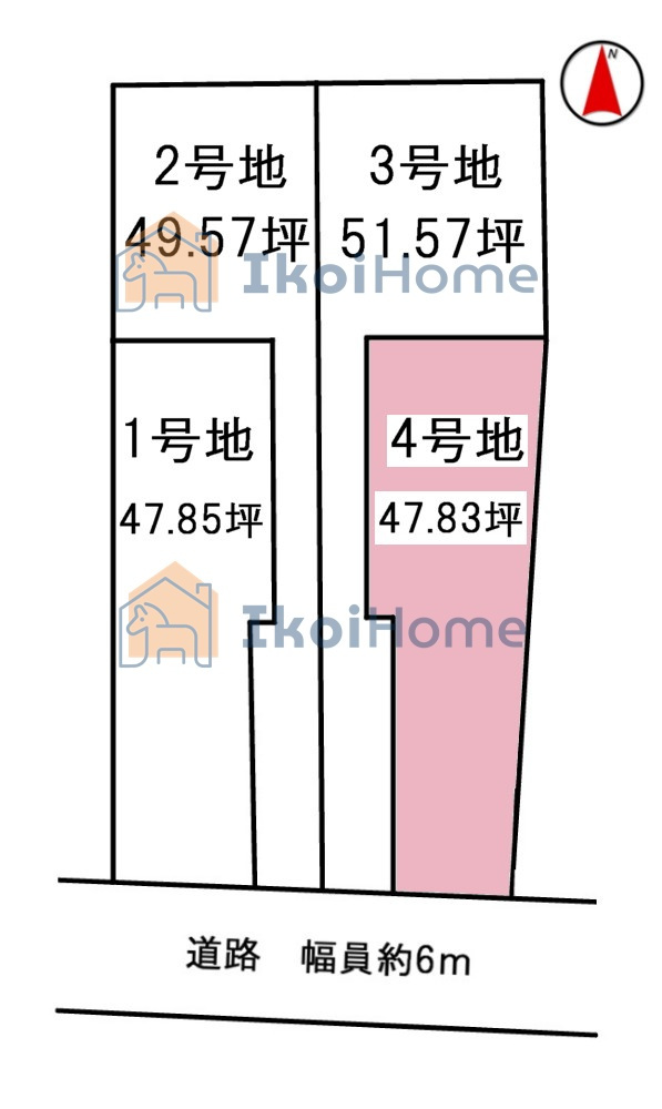 神戸市西区水谷3丁目全4区画4号地　土地の土地図|●年中無休：当日予約可●4号地は並列2台駐車プラン可能です♪