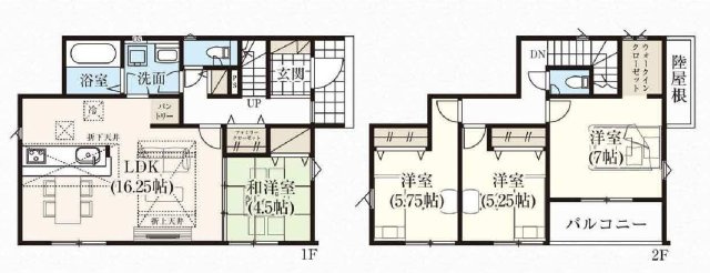 新築　富岡市下高瀬　GRAFARE　3号棟の間取り|建物面積106.40㎡　全居室南向き♪パントリー・ファミリークローク・ウォークインクローゼット・各部屋収納付きで便利です！インナーバルコニーなので急な雨でもお洗濯物も安心です。