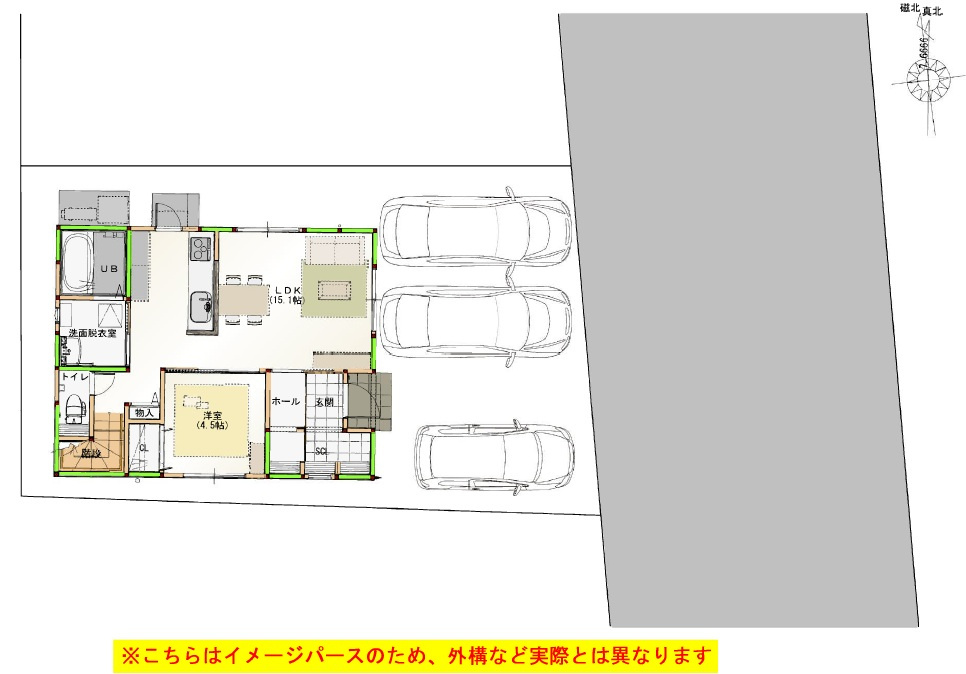 【特別価格　８月末まで】高知市瀬戸東町3丁目　新築戸建　①【全2区画】の区画図|東側　公道　7.9ｍ　接面　9.0ｍ