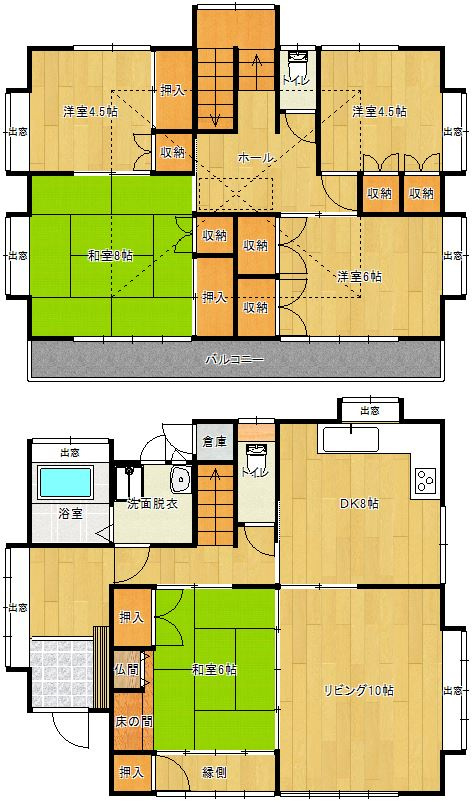 横尾町庭付き一戸建の間取り